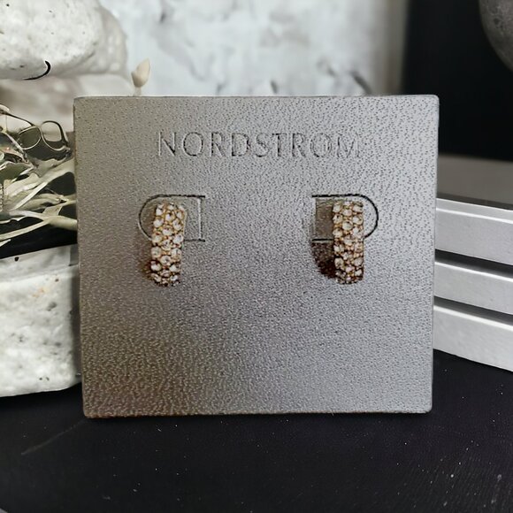 NORDSTROM Pave Crystal Hoop Earrings - Picture 2 of 5